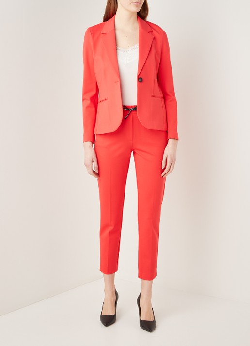 Beaumont Blazer van jersey met klepzakken - voorkant 3 koraalrood