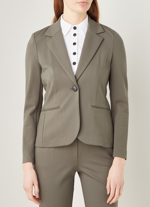 Beaumont Blazer van jersey met klepzakken - detail 4 olijfgroen