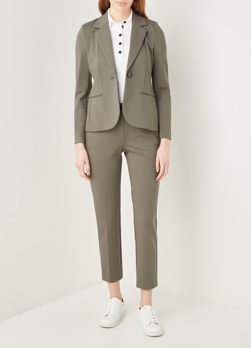 Beaumont Blazer van jersey met klepzakken - voorkant 3 olijfgroen