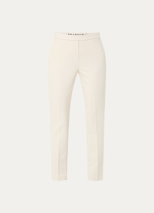 Beaumont Charlie mid waist tapered fit cropped pantalon met steekzakken - voorkant 2 creme