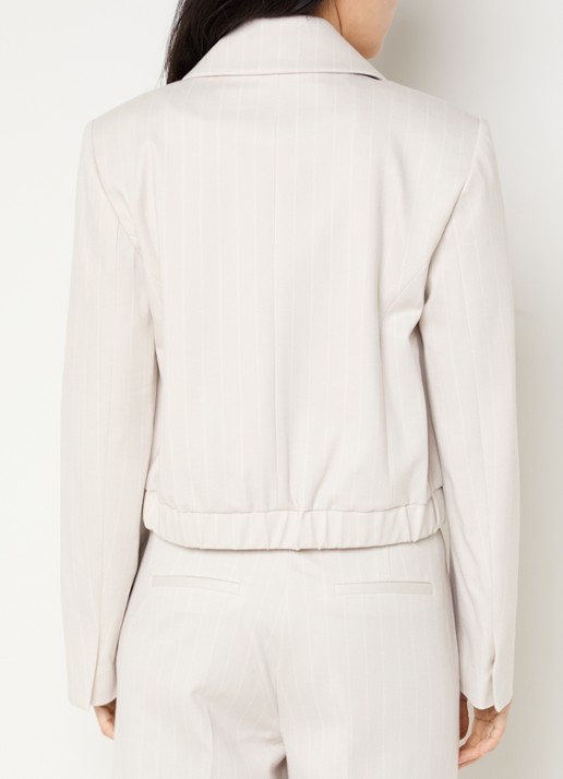 Beaumont dagmar cropped blazer met streepprint - achterkant 2 creme