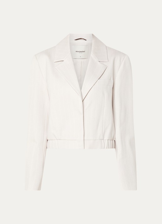 Beaumont dagmar cropped blazer met streepprint - voorkant 3 creme