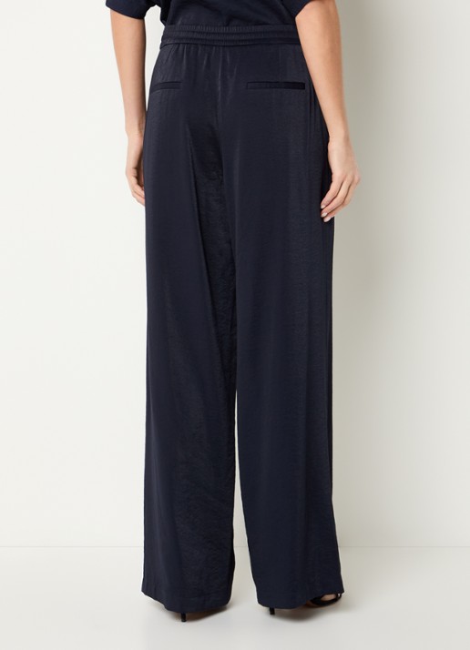 Beaumont Deezy high waist wide fit broek met elastische band - achterkant 2 donkerblauw