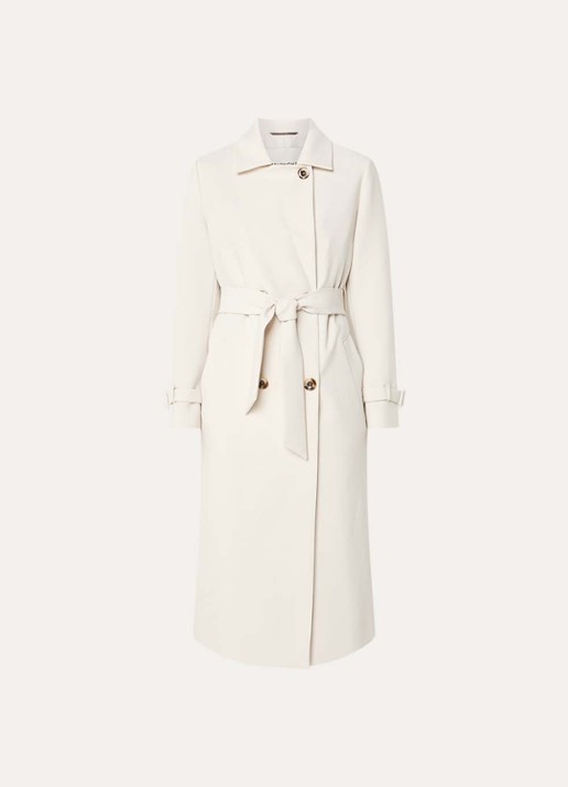 Beaumont Dia doublebreasted trenchcoat met strikceintuur - voorkant creme