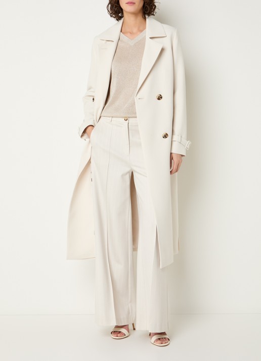 Beaumont Dia doublebreasted trenchcoat met strikceintuur - voorkant 2 creme