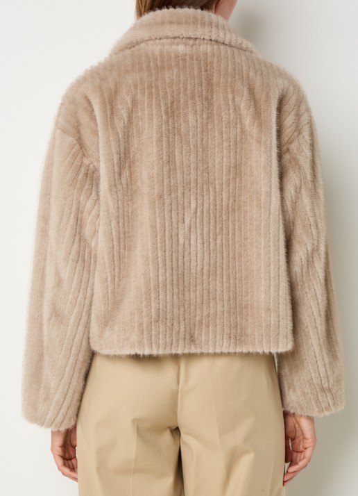 Beaumont fallony jas van imitatiebont met ribstructuur  - achterkant 4 beige