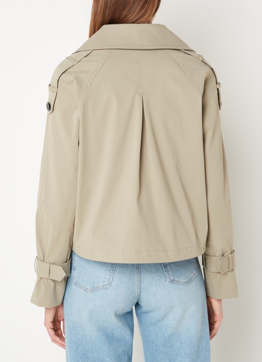 Beaumont Faye cropped double-breasted trenchcoat - achterkant 4 khaki