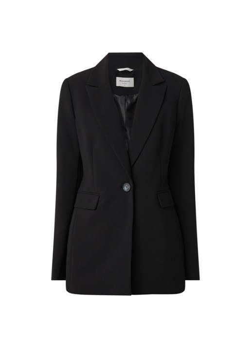 Beaumont Longline blazer van crêpe met klepzakken - voorkant zwart