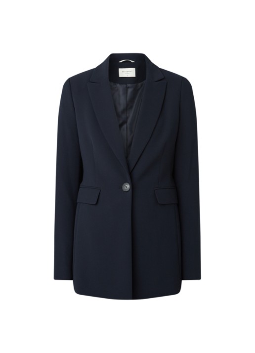 Beaumont Longline blazer van crêpe met klepzakken - voorkant 3 donkerblauw
