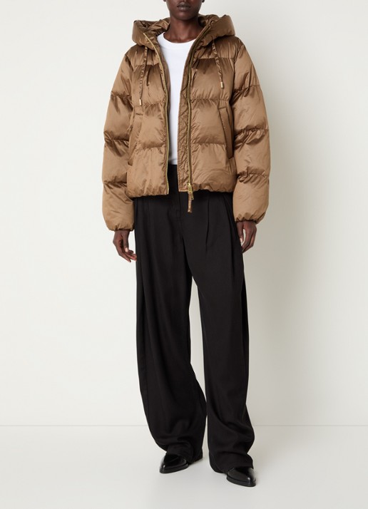 Beaumont Marian puffer jack met ritszakken - voorkant 3 lichtbruin