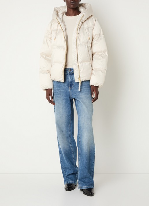 Beaumont Marian puffer jack met ritszakken - voorkant 3 beige