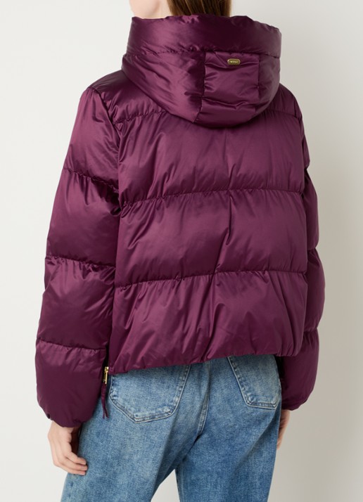 Beaumont Marian puffer jack met ritszakken - achterkant aubergine