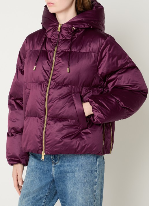 Beaumont Marian puffer jack met ritszakken - detail 2 aubergine