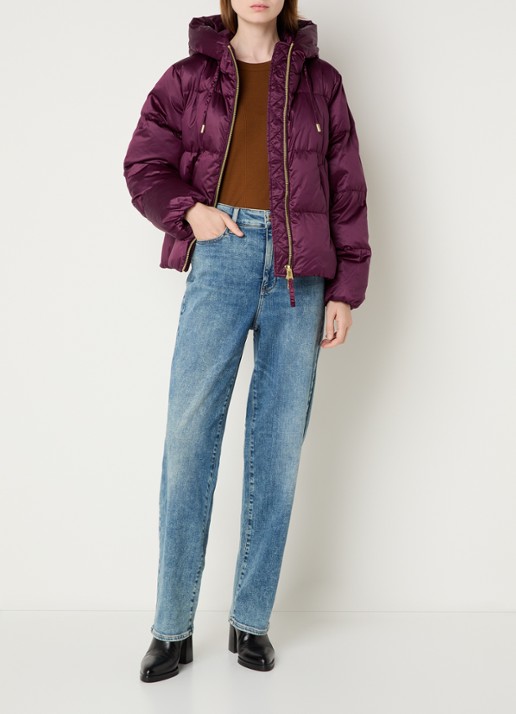 Beaumont Marian puffer jack met ritszakken - voorkant 4 aubergine
