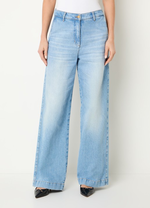 Beaumont Maxime high waist wide leg jeans met lichte wassing