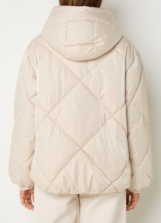 Beaumont Nowy puffer jack met capuchon en glanzende finish  - achterkant 4 creme