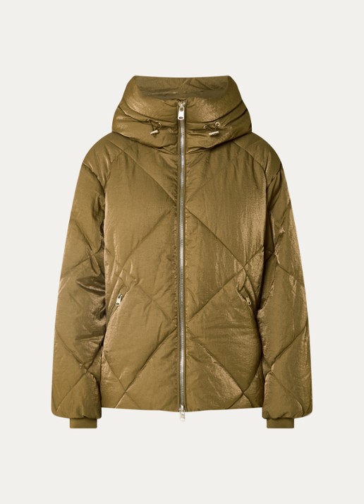 Beaumont Nowy puffer jack met capuchon en glanzende finish  - voorkant 3 goud