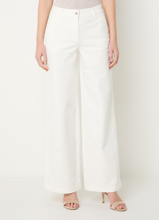 Beaumont Rose high waist wide fit broek van  katoen - detail 3 gebroken wit