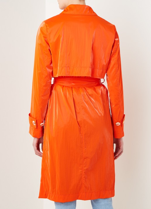 Beaumont Trenchcoat met strikceintuur en steekzakken - achterkant 3 oranje