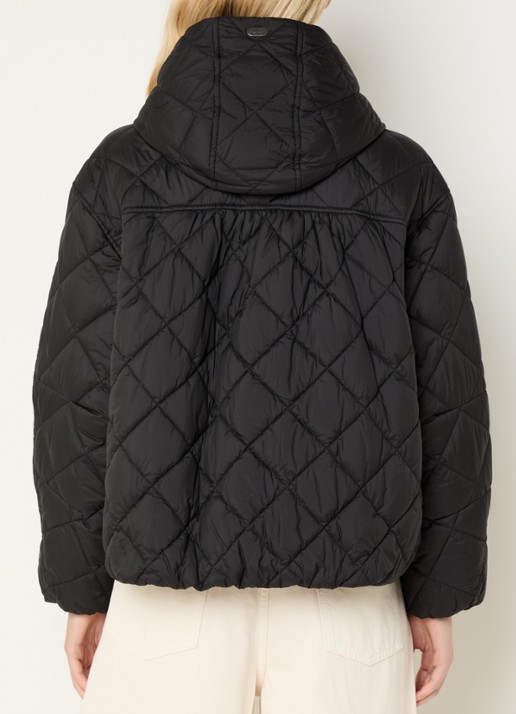 Beaumont Violetta gewatteerde jack met quilt patroon - achterkant 4 zwart