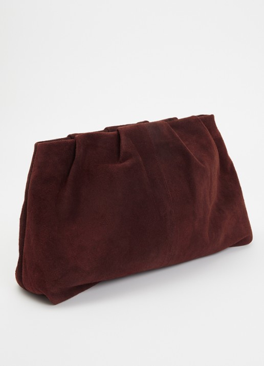 Becksöndergaard Clutch van suède met plooidetail - achterkant 4 bordeauxrood