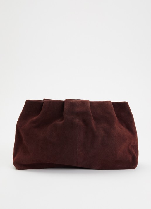 Becksöndergaard Clutch van suède met plooidetail