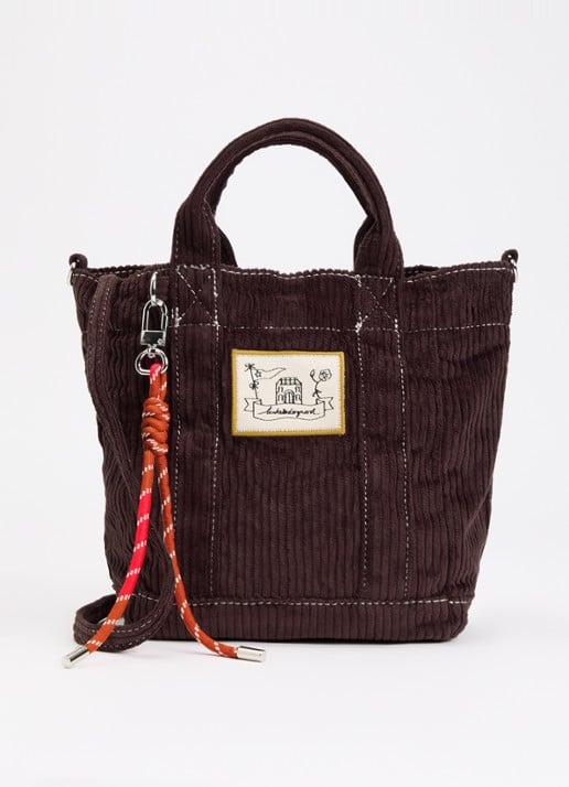 Becksöndergaard Corduroy Gene handtas met afneembare schouderriem - voorkant aubergine