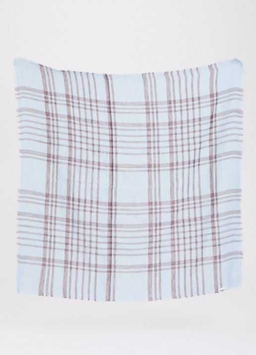 Becksöndergaard Cowea sjaal met ruitdessin 55 x 55 cm - detail blauw