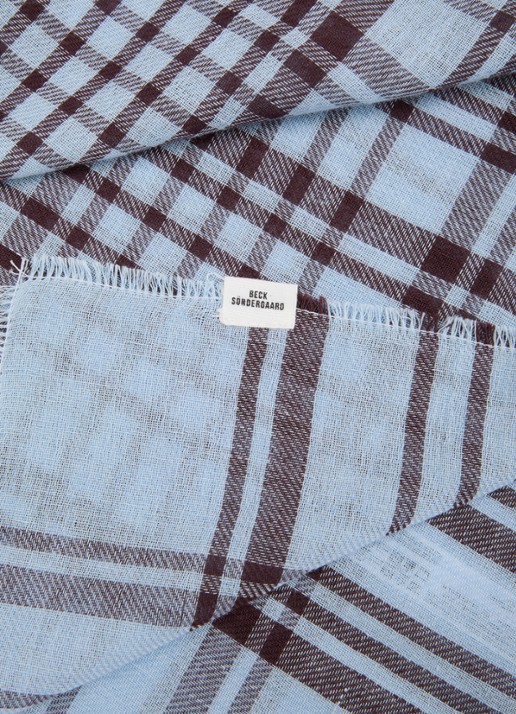 Becksöndergaard Cowea sjaal met ruitdessin 55 x 55 cm - detail 2 blauw