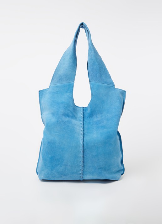 Becksöndergaard Danita shopper van suède - voorkant blauwgrijs