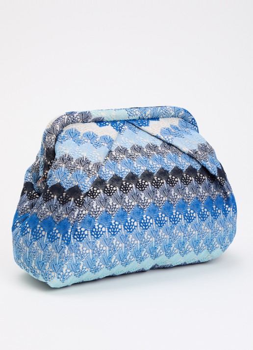 Becksöndergaard Pala Bonita clutch met streepprint - achterkant 5 kobaltblauw