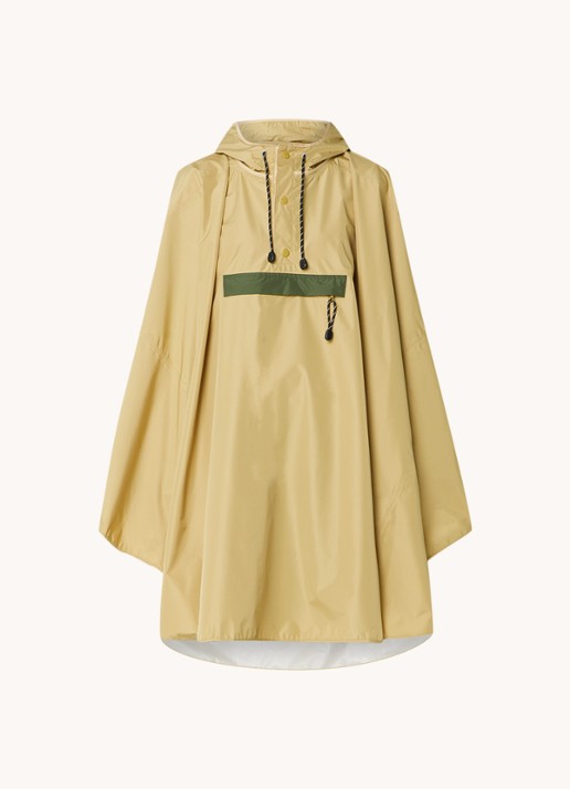 Becksöndergaard Solid oversized poncho met capuchon en ritszak - voorkant 2 khaki