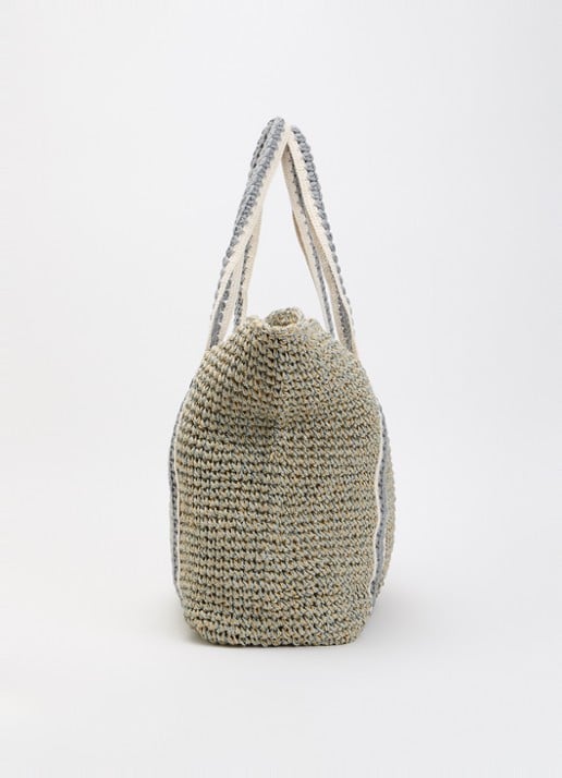 Becksöndergaard Strawchet Pheobe strandtas van raffia - detail 3 blauwgrijs