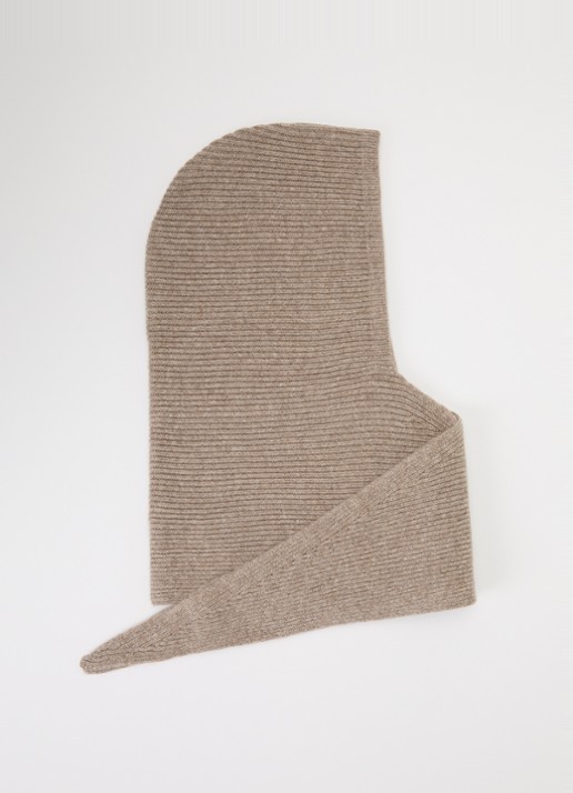 Becksöndergaard Tie sjaal met capuchon van wol - voorkant donkerbeige