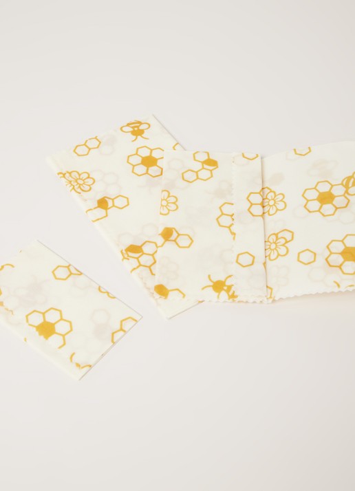 Bee's Wax Beeswax herbruikbare bijenwasdoek set van 3 - detail wit