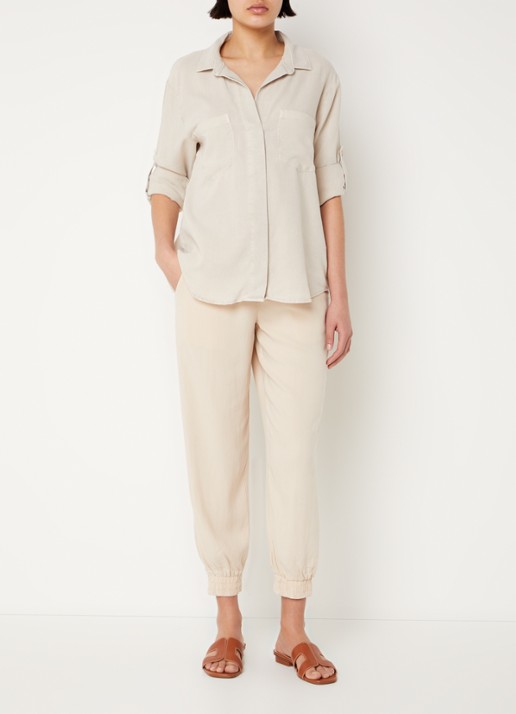 Bella Dahl Blouse  met borstzakken - voorkant 4 beige