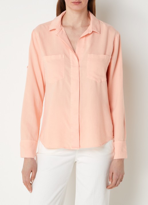 Bella Dahl Blouse  met borstzakken - detail 3 zalmroze