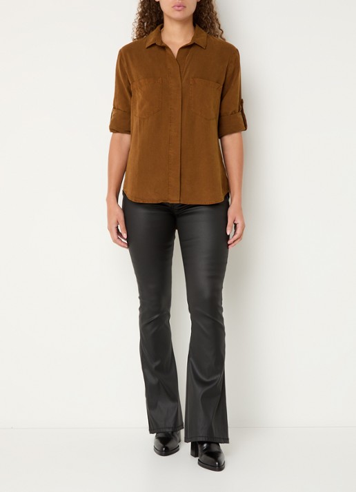 Bella Dahl Blouse  met borstzakken - voorkant 2 bruin