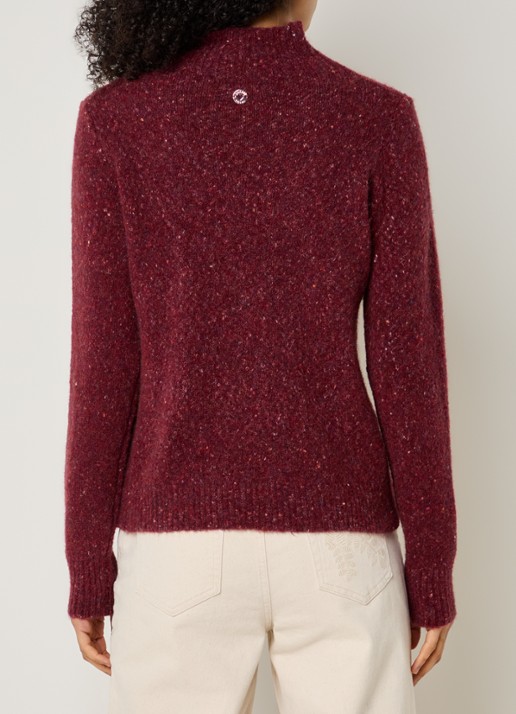 Bellamy Thebe kabelgebreide trui in alpaca wolblend - achterkant bordeauxrood