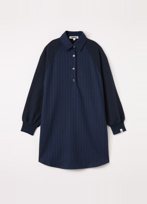 Bellerose Air tuniekjurk met krijtstreep - voorkant donkerblauw