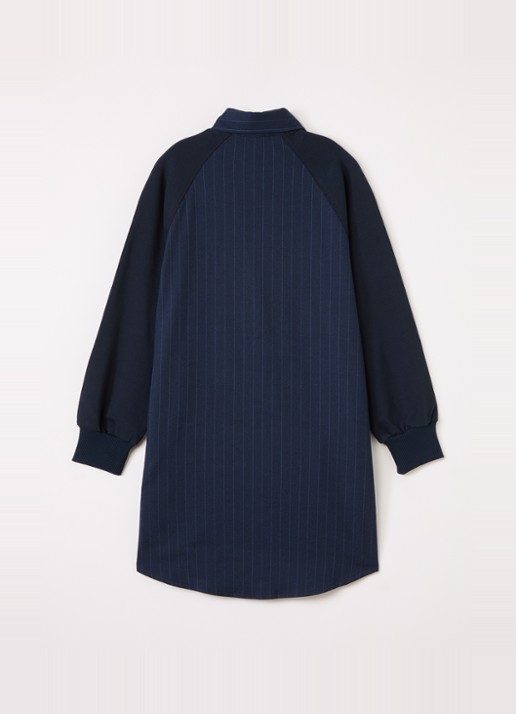 Bellerose Air tuniekjurk met krijtstreep - voorkant 2 donkerblauw