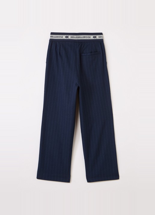 Bellerose Alysa straight fit broek met streepprint - voorkant 2 donkerblauw
