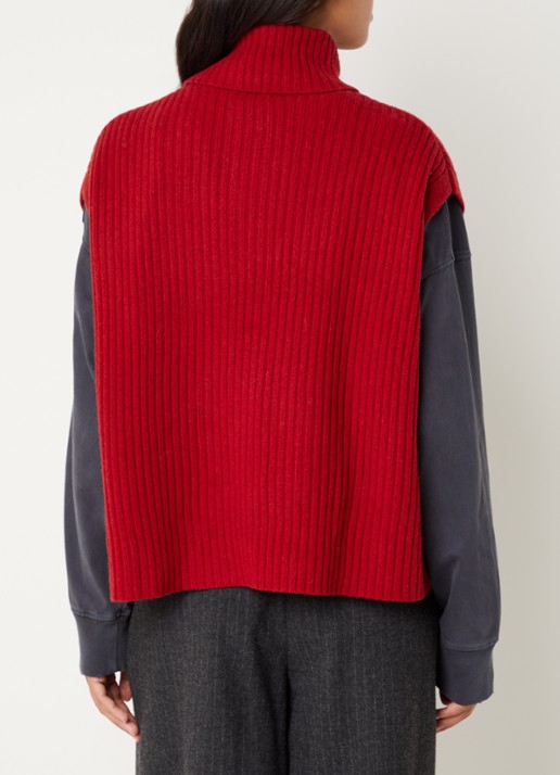 Bellerose Amer grofgebreide spencer in wolblend - achterkant 4 cranberryrood