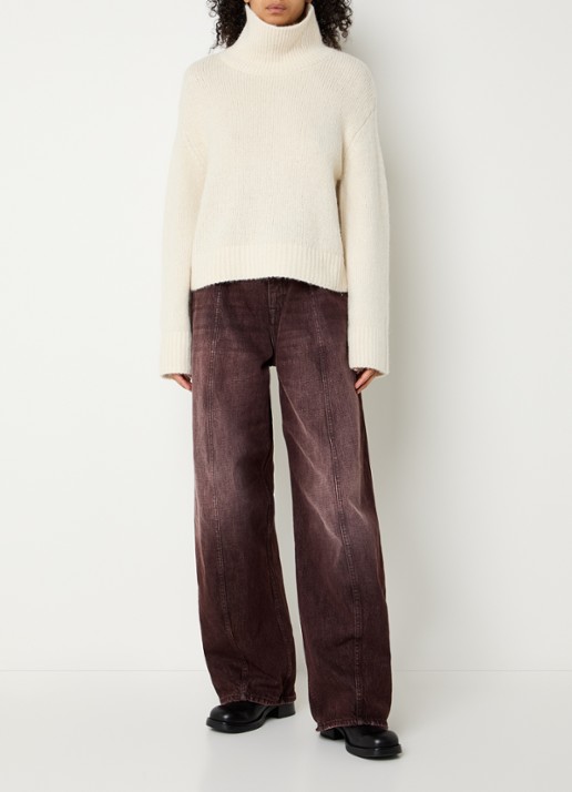 Bellerose Aosat grofgebreide trui in zijdeblend - voorkant 2 gebroken wit