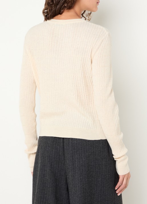 Bellerose Aryro ribgebreide trui van wol - achterkant 4 gebroken wit