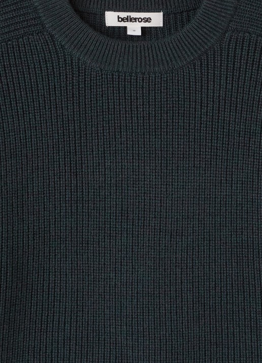 Bellerose Awa grofgebreide trui van merino wol - detail 3 donkergroen