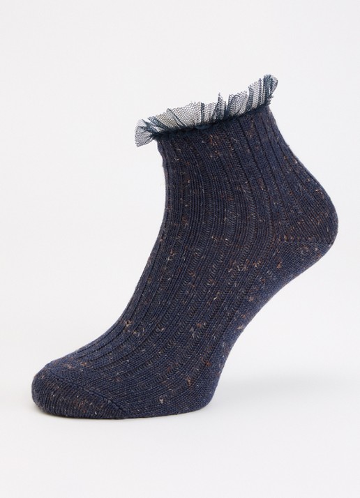 Bellerose Baso sokken in linnenblend - detail 3 donkerblauw