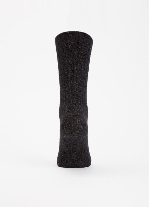 Bellerose Boti sokken in aplaca wolblend met glitter - voorkant 3 zwart
