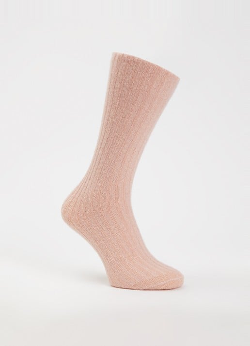 Bellerose Boti sokken in aplaca wolblend met glitter - voorkant lichtroze