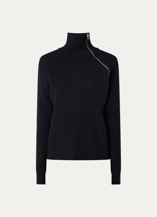 Bellerose Dorry grofgebreide trui van merino wol - voorkant 2 donkerblauw